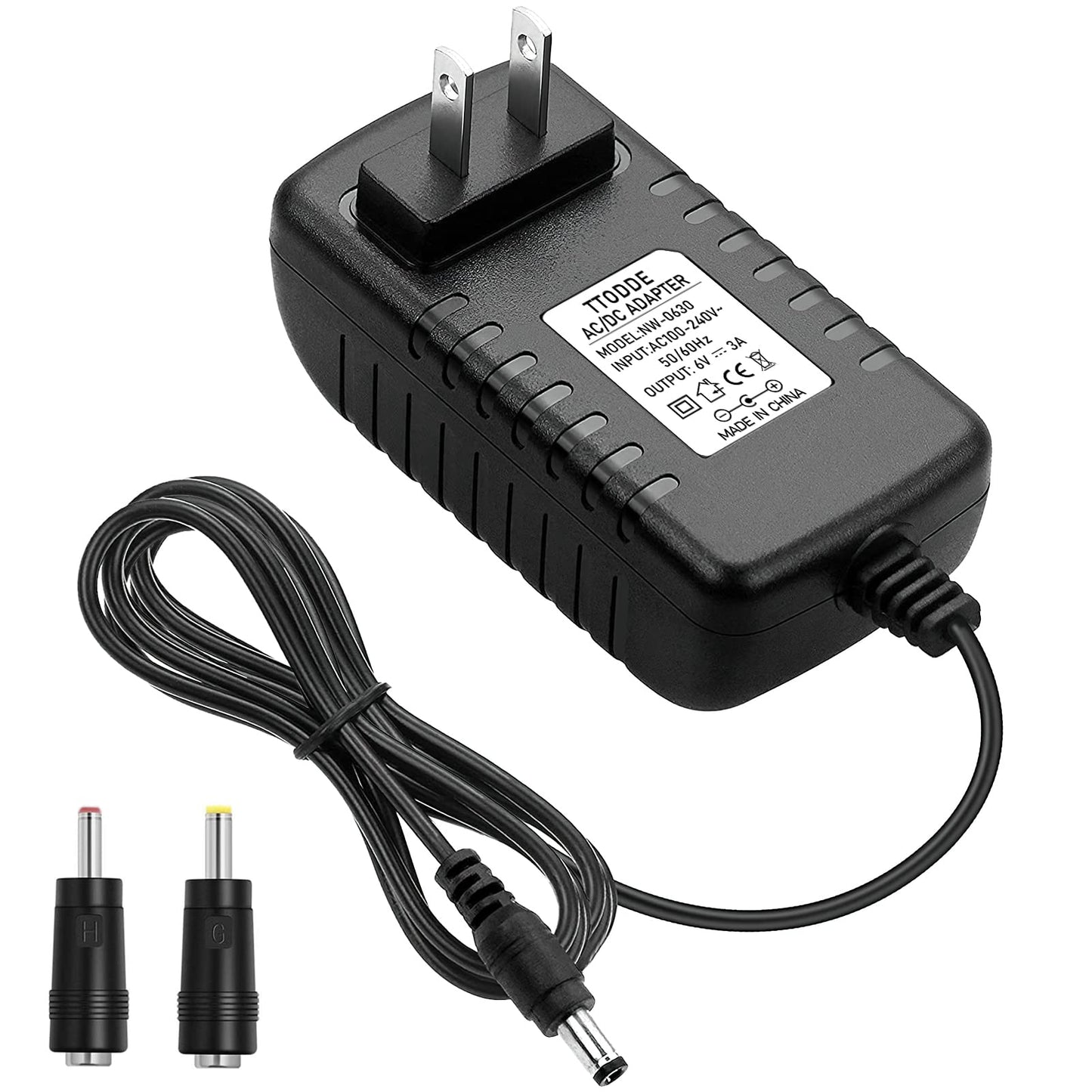 TTODDE AC/DC Adapter 6V 3A 2.5A 2A 1.5A 1A 800ma 500ma 300ma Power Adapter Supply 6V Power Cord 18W 100-240V 50-60Hz DC 6Volt 3000mA Power Supply…