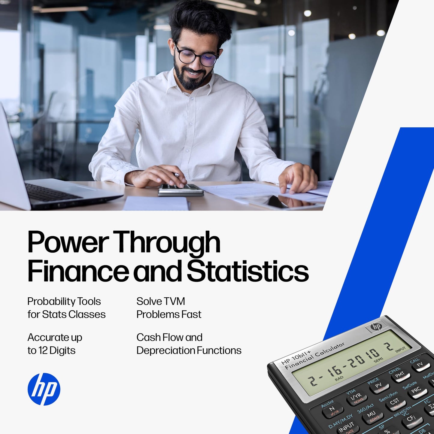HP 10bII+ Financial Calculator - 100+ Functions for Business, Finance, Accounting, Statistics & Algebra - College & High School Calculator, Exam