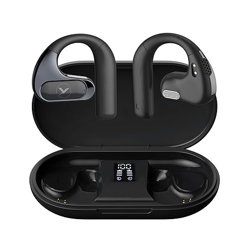Open Ear Headphones Wireless Bluetooth 5.4 Earbuds 54Hrs Playback 16.2mm Drivers Air Conduction LED Display Charging Case IPX7 Waterproof APP Deep…
