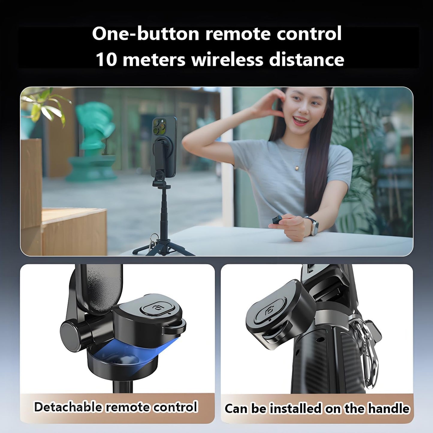 CBDYWVR Magsafes Tripod Stand for iPhone,4 in 1 Multifunctional Magnetic Selfie Stick,360° Rotation Phone Tripod with Wireless Remote for iPhone