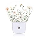 Uiaoiais Wildflowers Plug in Night Lights, Watercolor Colorful Wildflowers Nightlight Plug Into Wall Dusk to Dawn Sensor for Kid Girls Boys Women Men