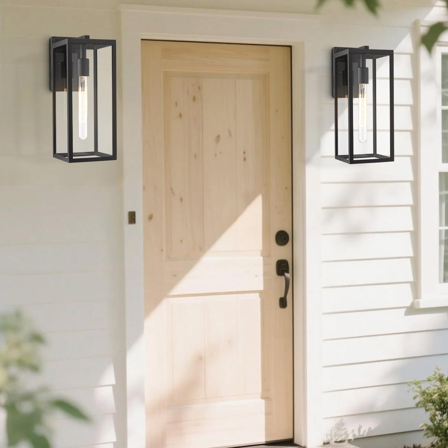 Bestshared Outdoor Wall Lantern, Anti-Rust Exterior Wall Sconce Light Fixtures, Front Door Mount Light, Outdoor Lighting Fixture, Black Wall Lamp