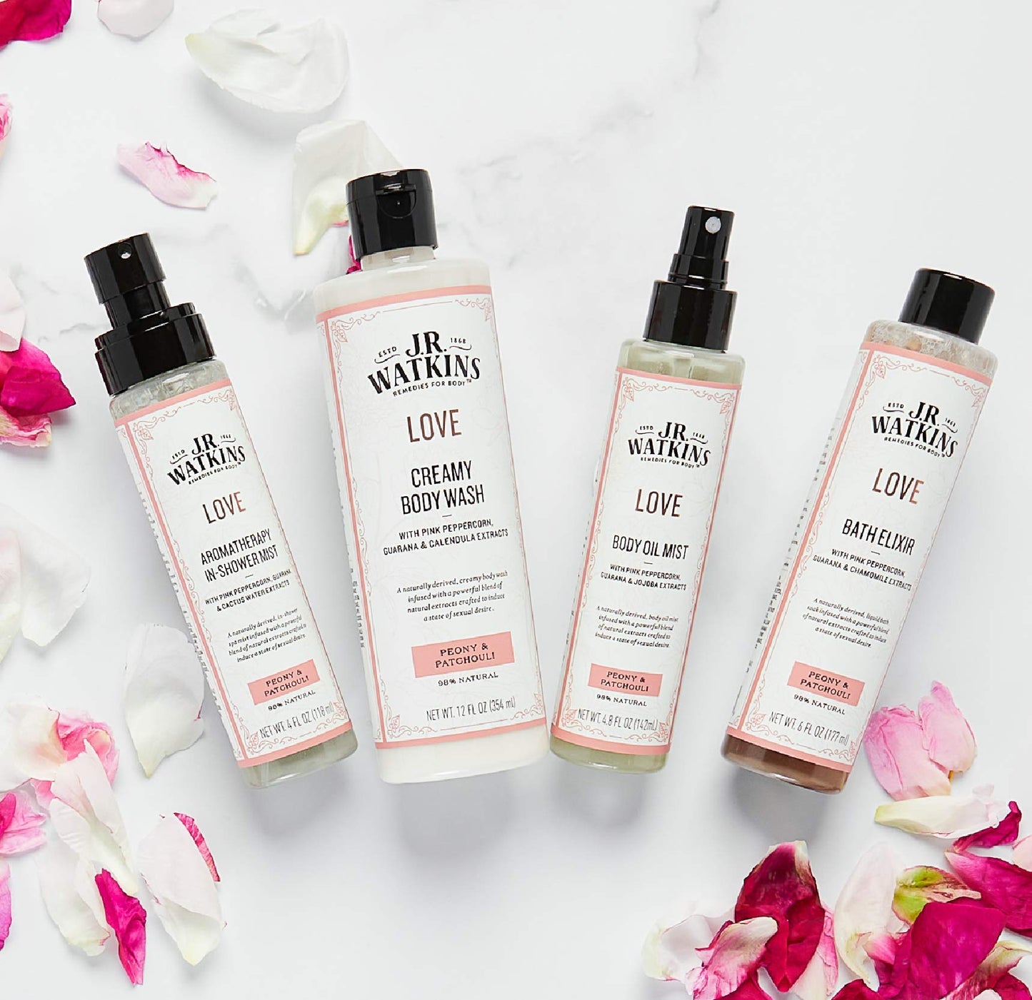 J.R. Watkins Love Aromatherapy in-Shower Mist, Natural Peony & Patchouli, 4 oz