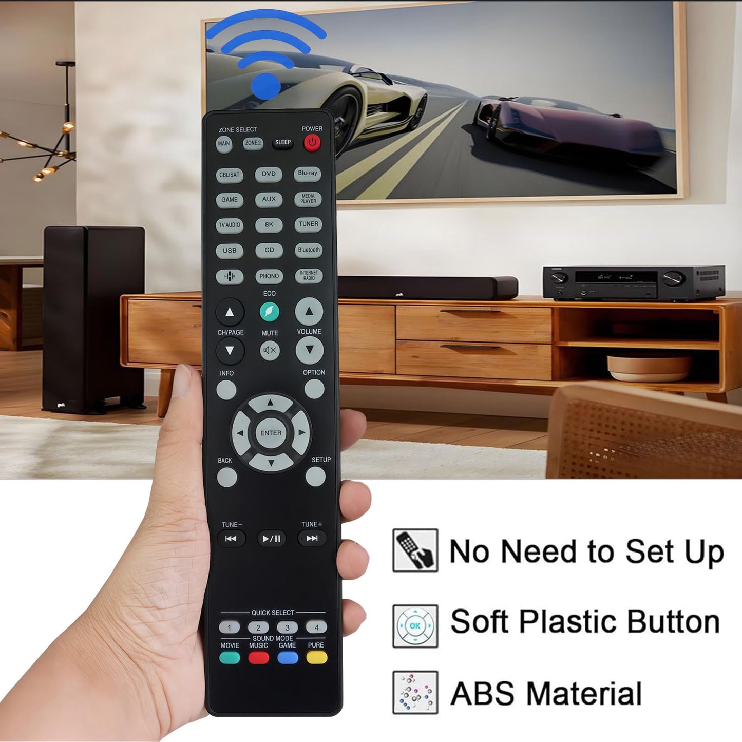 IR Replacement Remote Control for Denon AVR-S740H RC-1253 AVR-S760H RC-1217 AVR-S940H DRA-800H AVR-X2200W AVR-X2700H AVR-X3300W AVR-X1700H Home