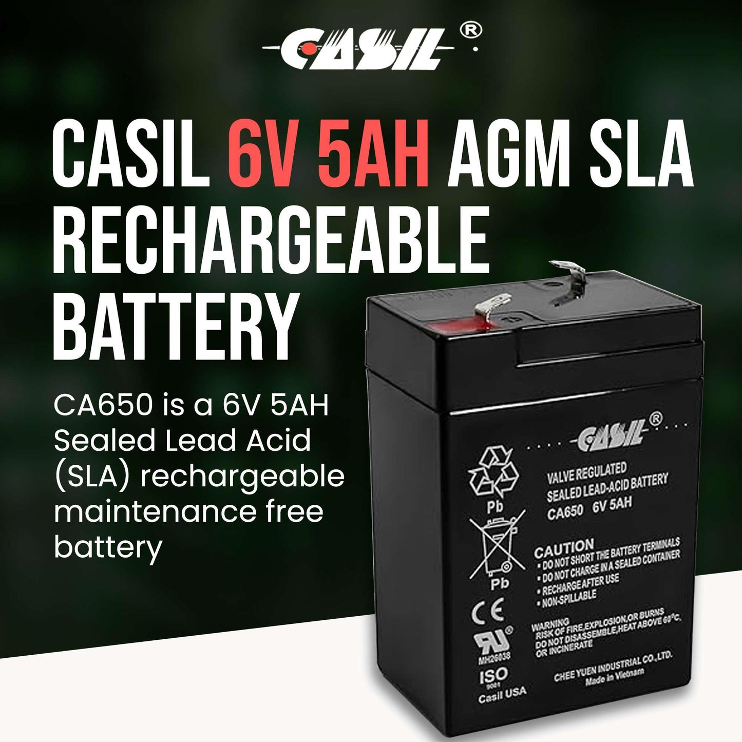 Casil 6v 5ah Replacement Battery Compatible with Ritar RT645