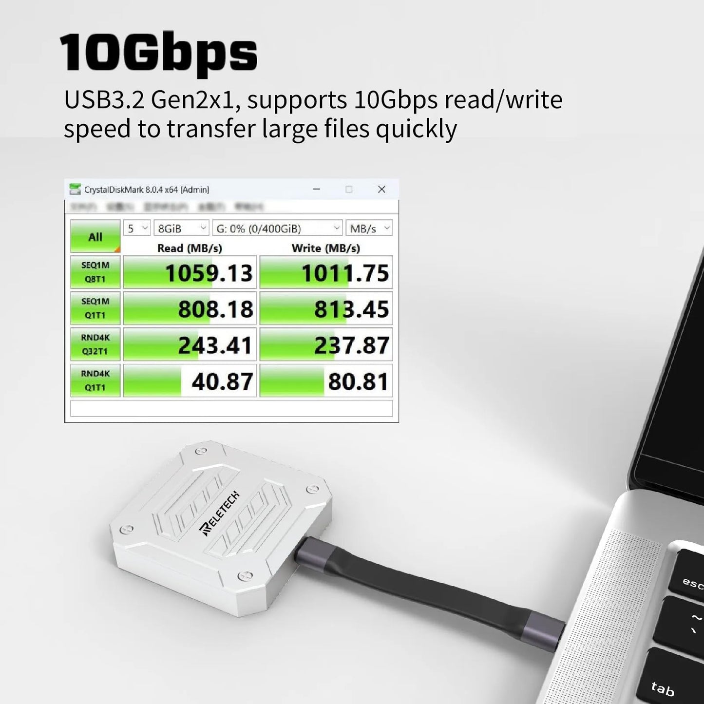 Reletech 1TB Magnetic Portable External Solid State Drive, Aluminum Alloy, 4K ProRes HDR Record and Store, PD100W Charging Up to 1000MB/s USB 3.2