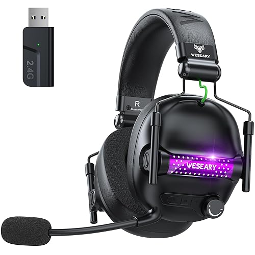 WESEARY Wireless Gaming Headset with Mic, Gaming Headphones for PS5, PS4, PC, Switch & Mac, Bluetooth 5.4 & 2.4GHz Wireless Headset, 3D Surround