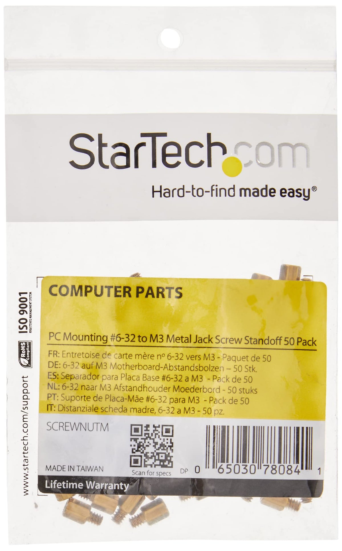 StarTech Metal Jackscrew Standoffs #6-32, TAA (SCREWNUTM)