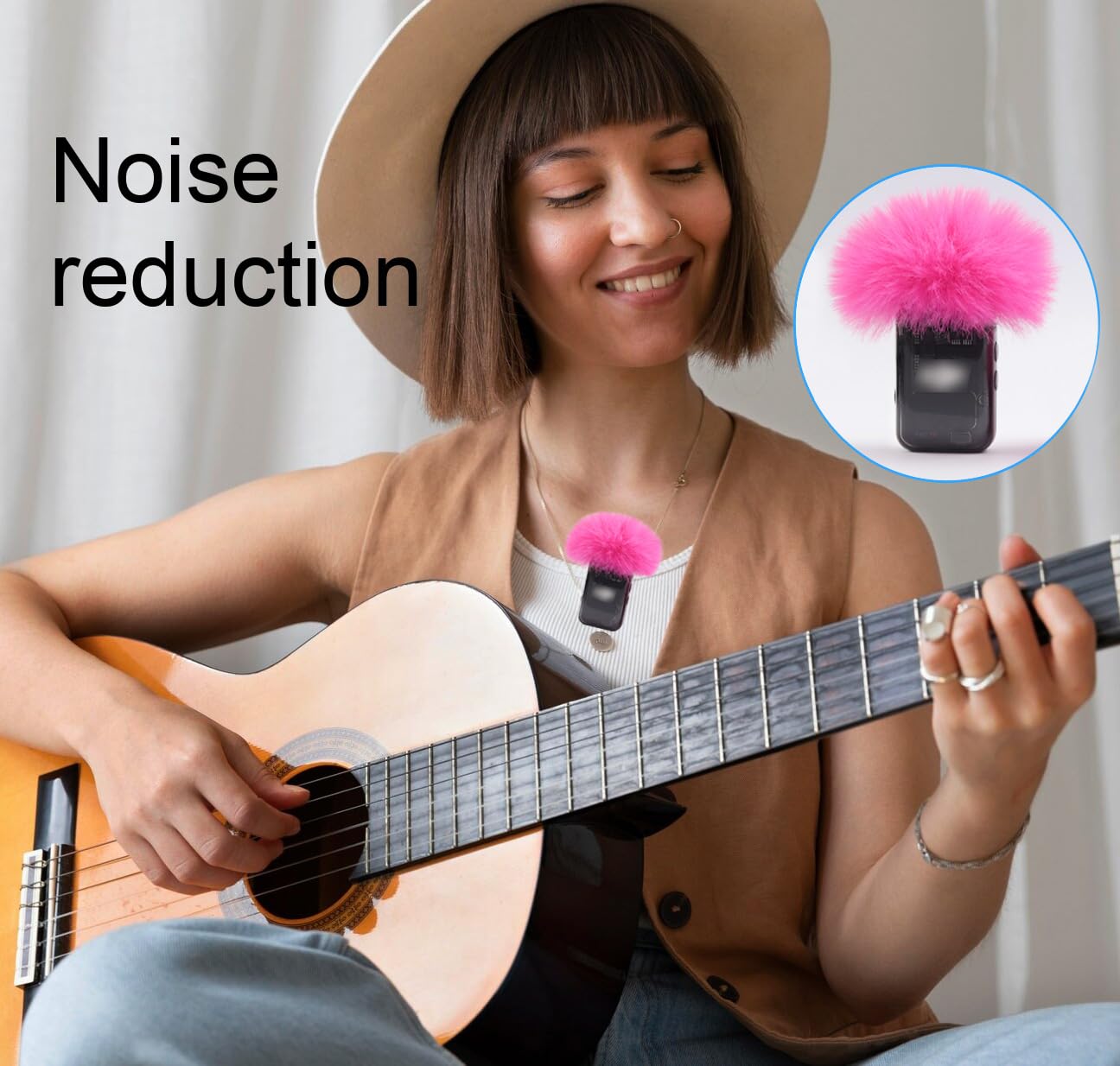LEFXMOPHY OSMO POCKET 3 Windscreen for DJI MIC 2 (2024) / MIC2 Wireless Microphone Hot Pink Furry Wind Muff Deadcat Foam (Not for Dji Mic 1 2023)