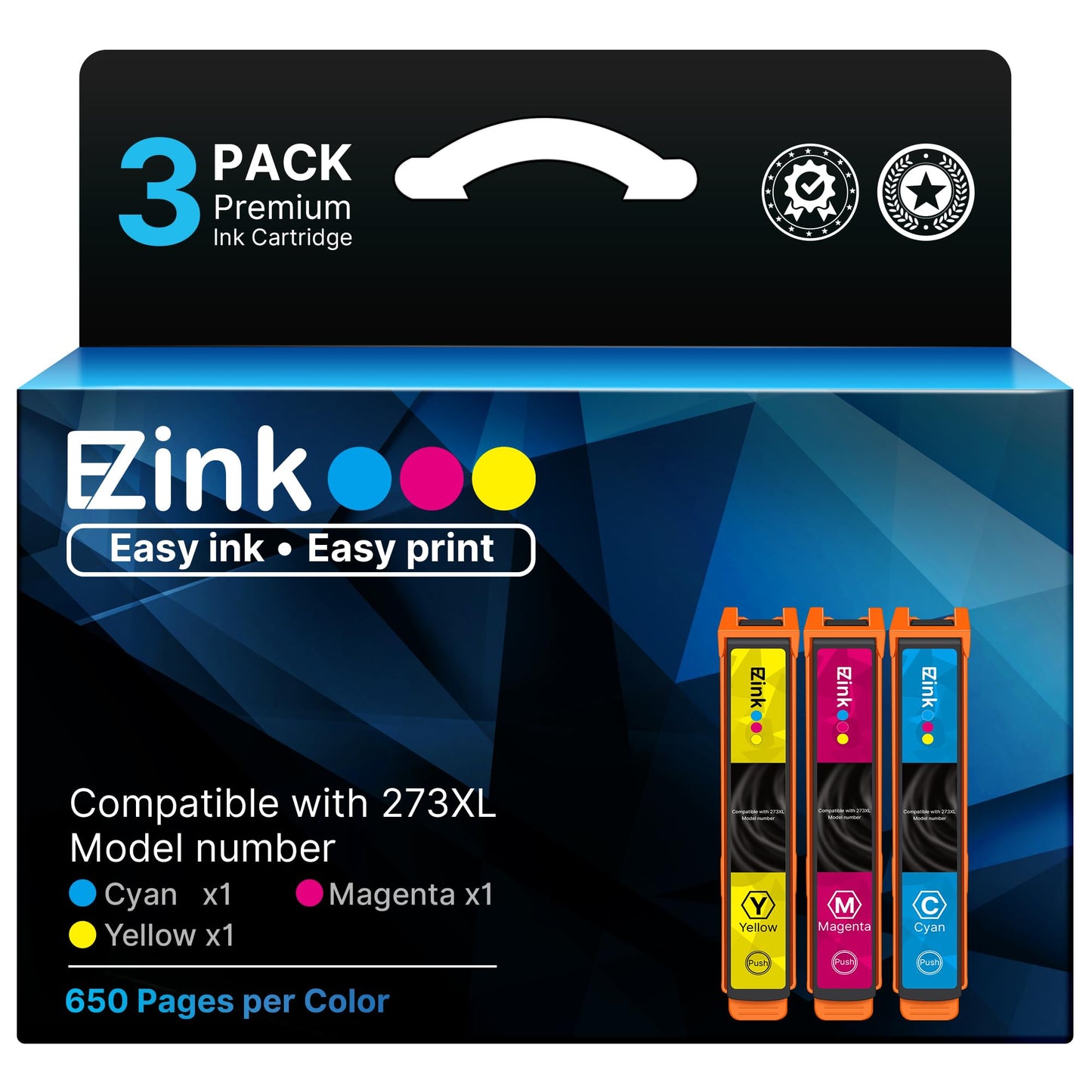 E-Z Ink Remanufactured Ink Cartridge Replacement for 273XL Ink Cartridges Combo Pack for Epson Printer XP-520 XP-820 XP-810 XP-600 XP-610 XP-620