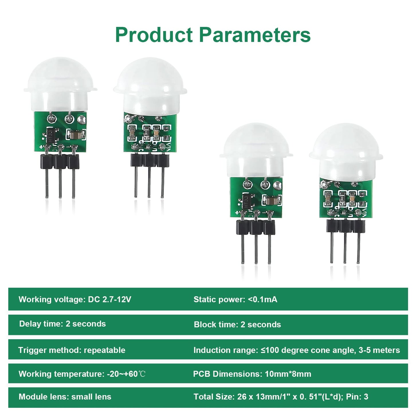 6PCS AM312 Mini Sensor Module Infrared Motion Automatic Detector DC 2.7 to 12V with 10pin Wire for Arduino