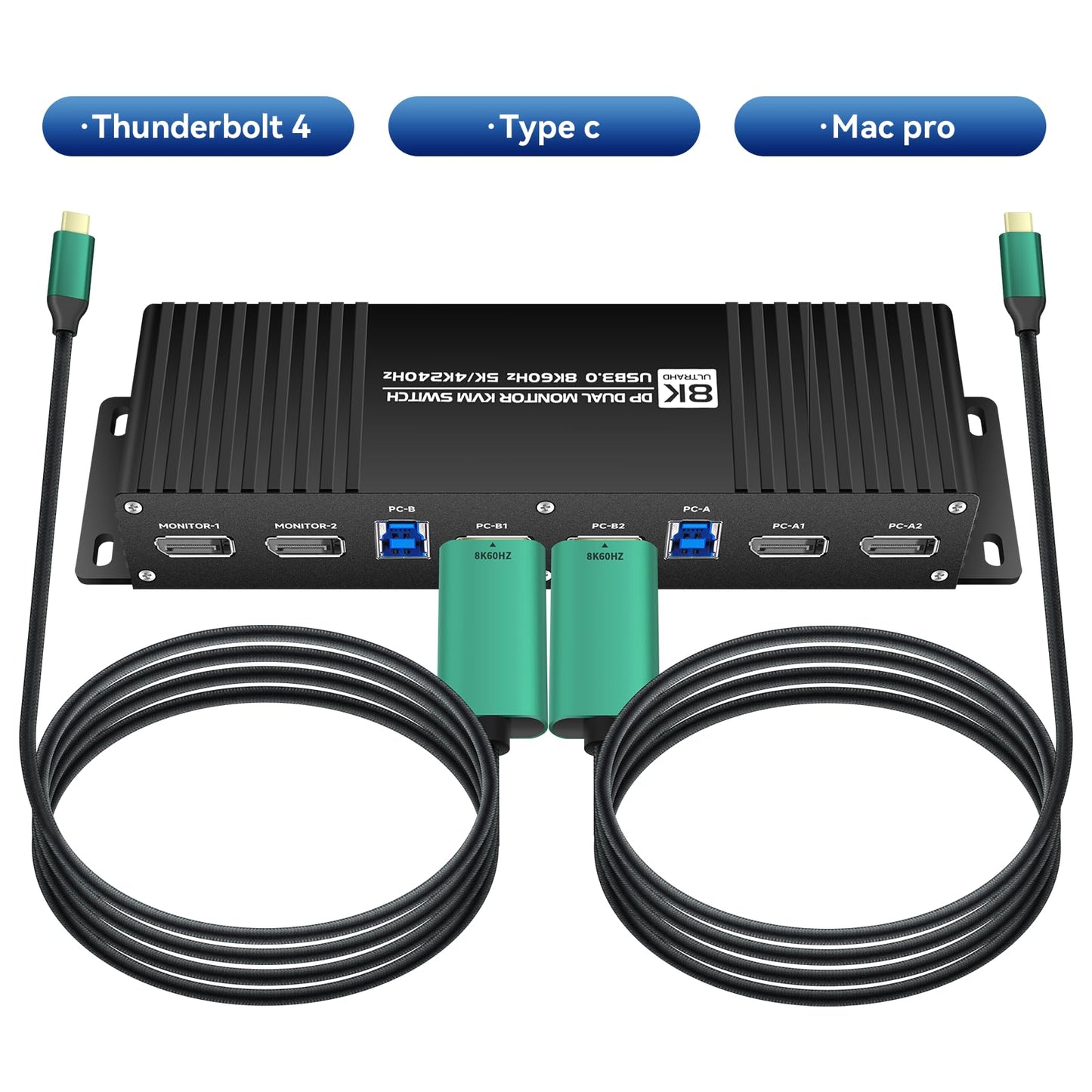 Daoistek Thunderbolt 4 kvm Switch 144hz mac kvm Switch 144hz Thunderbolt kvm Switch 144hz Type c kvm Switch 144hz kvm Switch Type c 1440P 120Hz 144Hz