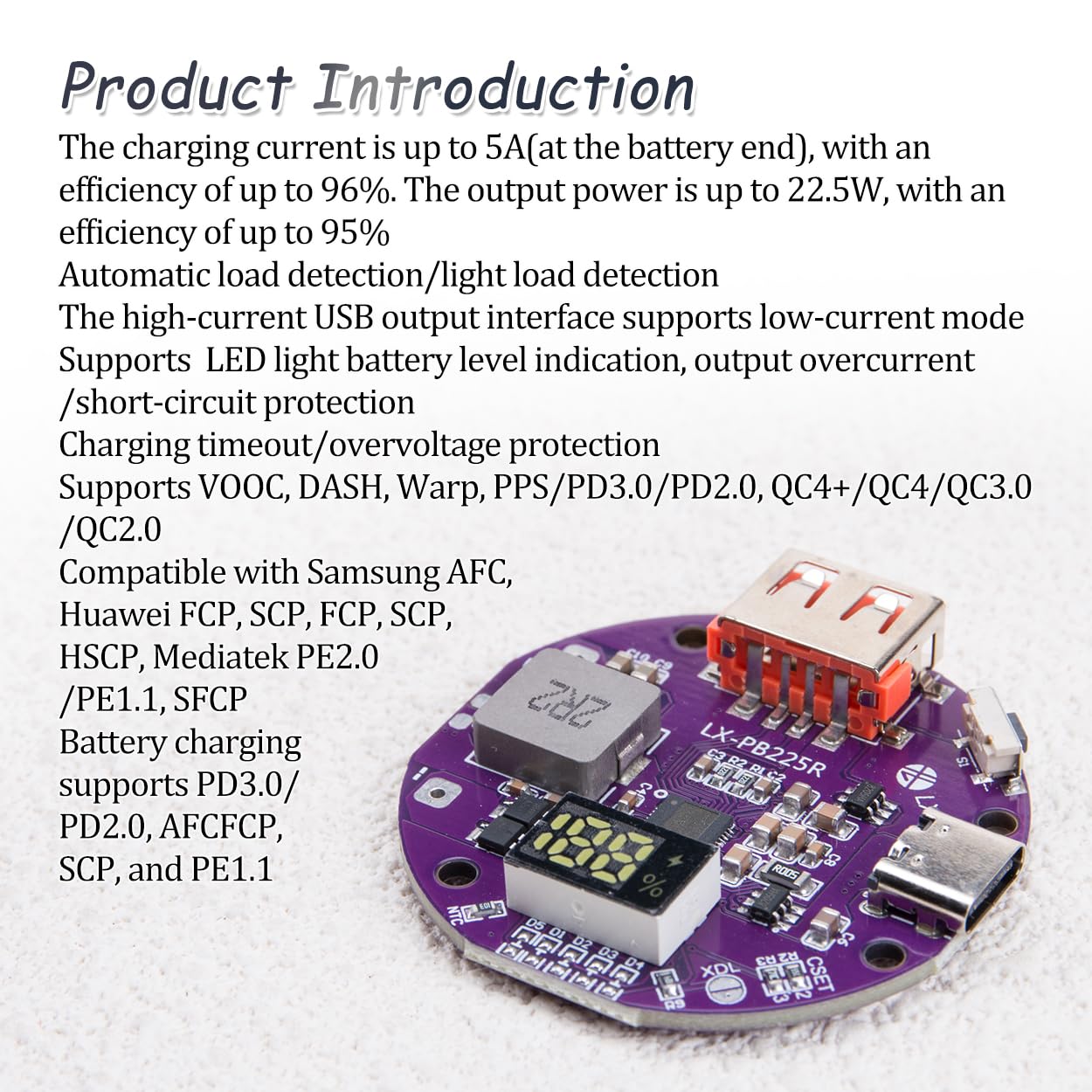 ZORZA 1Pcs 22.5W Buck Boost Board Fast Charging Module with Power Control for Single Series 3.7V Lithium Battery Broad 3-20V Input Range Automatic…