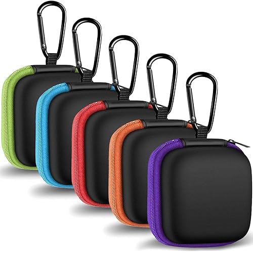 MOLOVA Earbud Case Portable EVA Carrying Case Storage Bag Cell Phone Accessories Organizer with Carabiner for Wired/Wireless Headphones, SD Memory