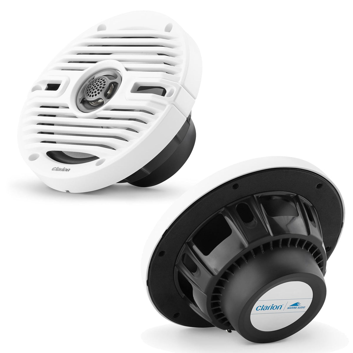 Clarion CMS-651-CWB 6.5-inch Coaxial Marine Speakers 30W RMS Power handling 1/2-inch (13 mm) Polymer Dome Tweeter Includes White & Black Classic Grilles