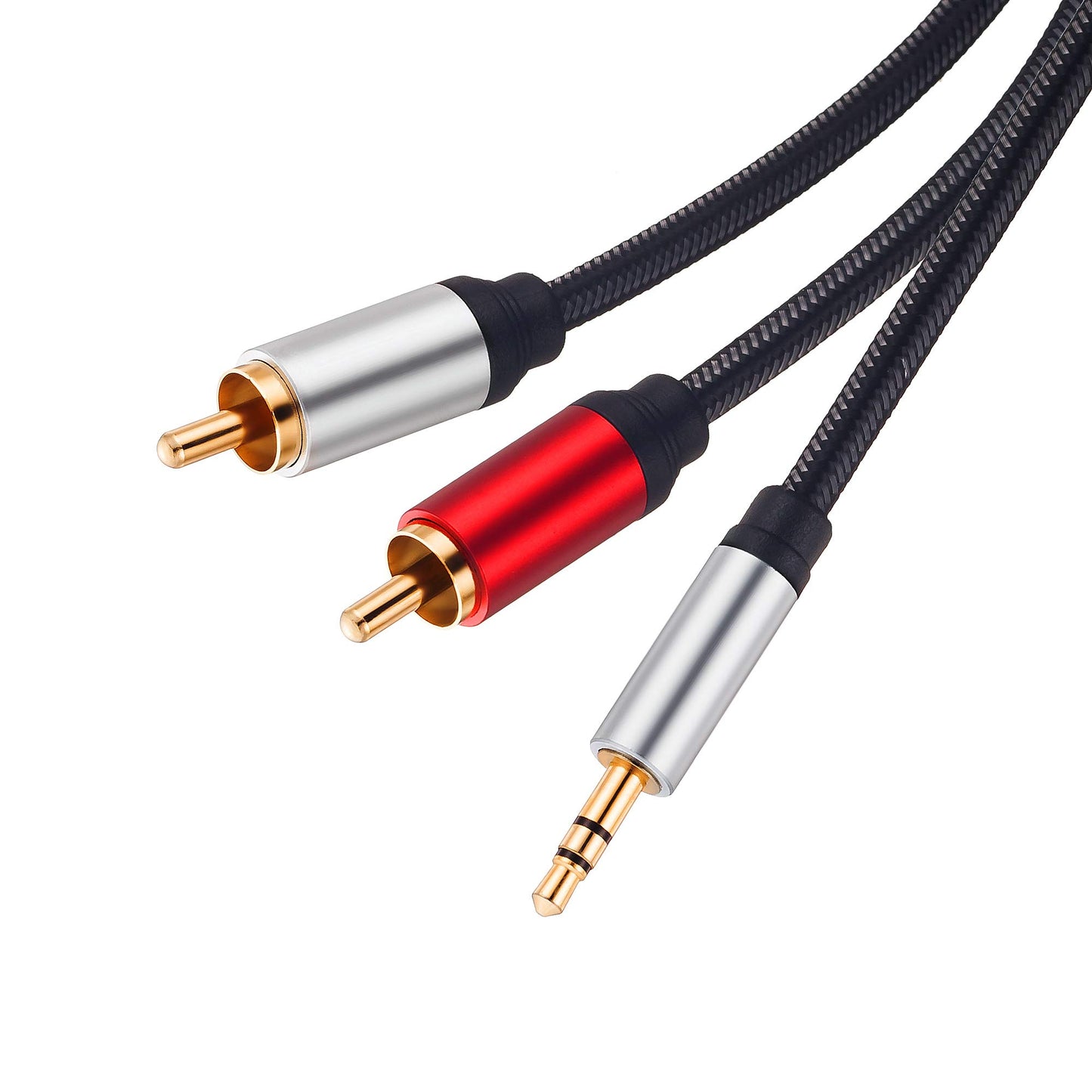 RCA Cable 10Ft, 3.5mm Male to 2RCA Male Stereo Audio Adapter Cable Nylon Braided AUX RCA Y Cord for Smartphones, MP3, Tablets, Speakers, HDTV