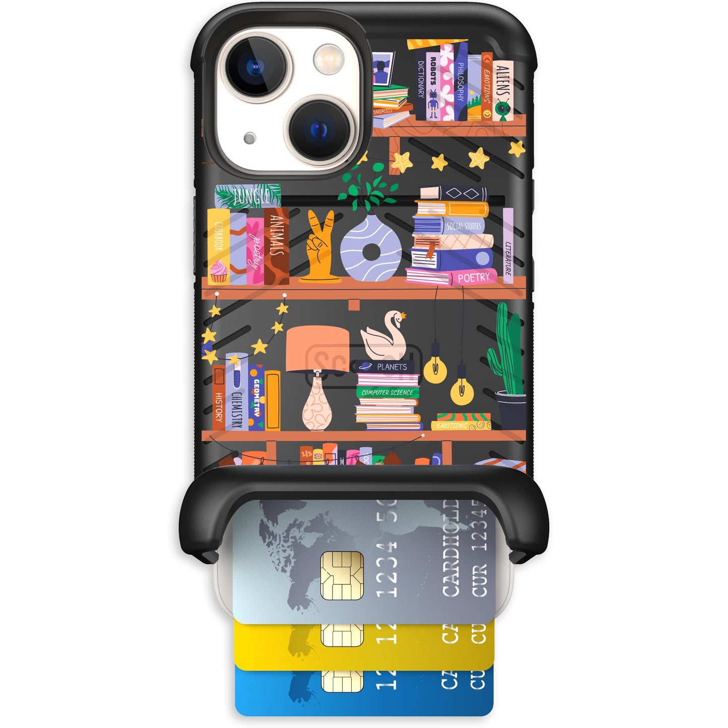 Scooch for iPhone 13 Mini Case with Card Holder, Wingmate Wallet Case with Hidden Card Slot and RFID Protection, Holds 3 to 4 Cards, 10-Foot Drop