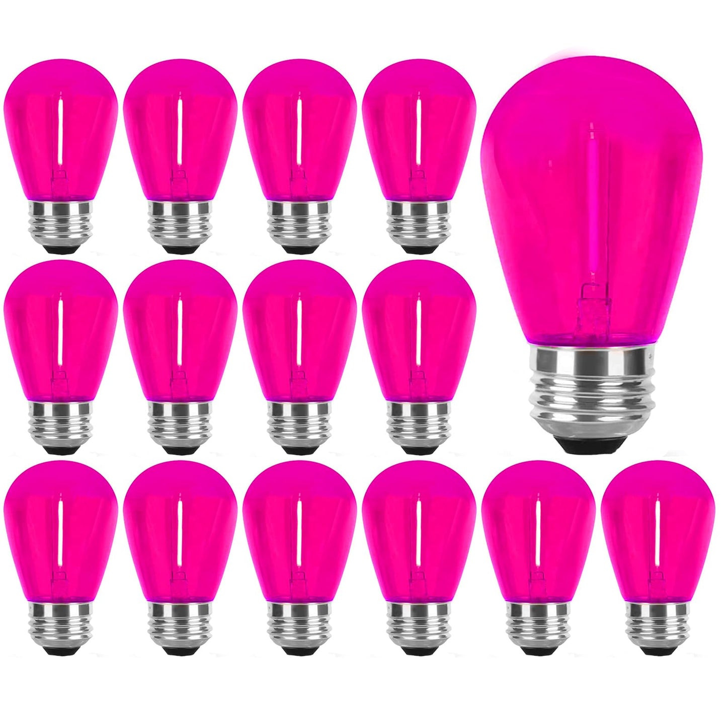 S14 Pink LED Bulb 1W Shatterproof Replacement Light Bulb E26 Base LED Filament Edison Colored Lights Waterproof Outdoor String Replacement Bulbs
