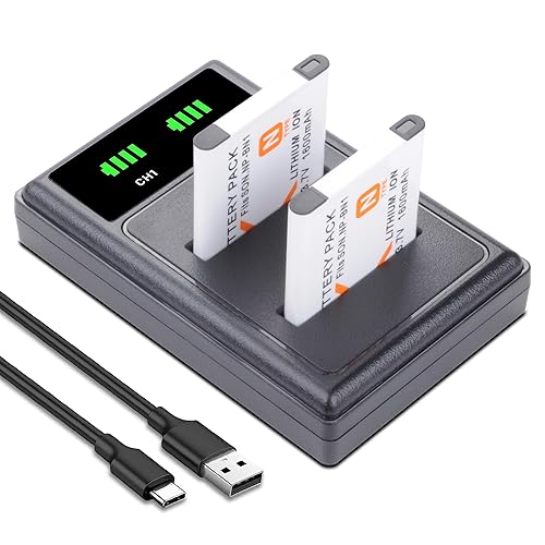 2-Pack NP-BN1 Battery and LED USB Dual Charger for Sony CyberShot DSC-W530 DSC-W560 DSC-W570 DSC-W800 DSC-W830 DSC-TX10 DSC-TX20 DSC-TX30 DSC-QX10