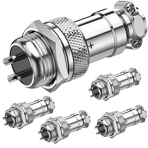 DIYhz GX16 2 Pins Panel Metal Mount Circular Metal Aviation Connector Adapter Male Female Plug Socket (5 Pcs)