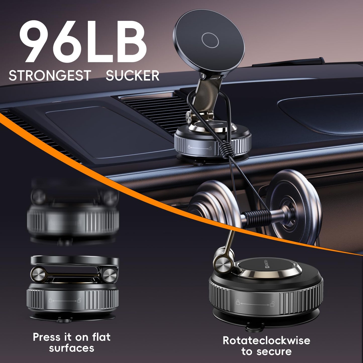 Magnetic Phone Holder for Car 2026 Heavy Duty Model 360° Adjustable Vacuum Suction Car Magsafe Phone Mount Cell Phone Holders for Your Car for iPhone