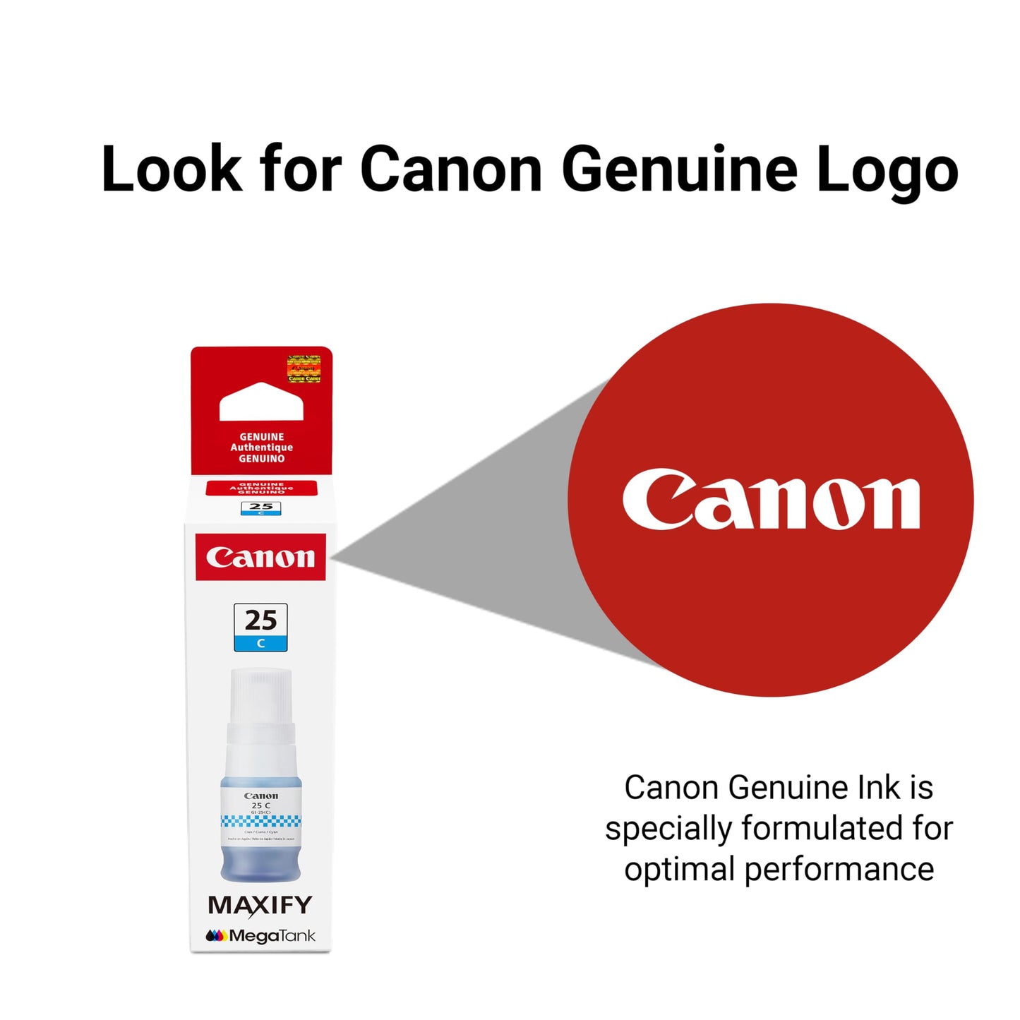 Canon GI-25 Genuine Cyan Ink Bottle, Compatible with Megatank GX2020, and GX1020 Printers