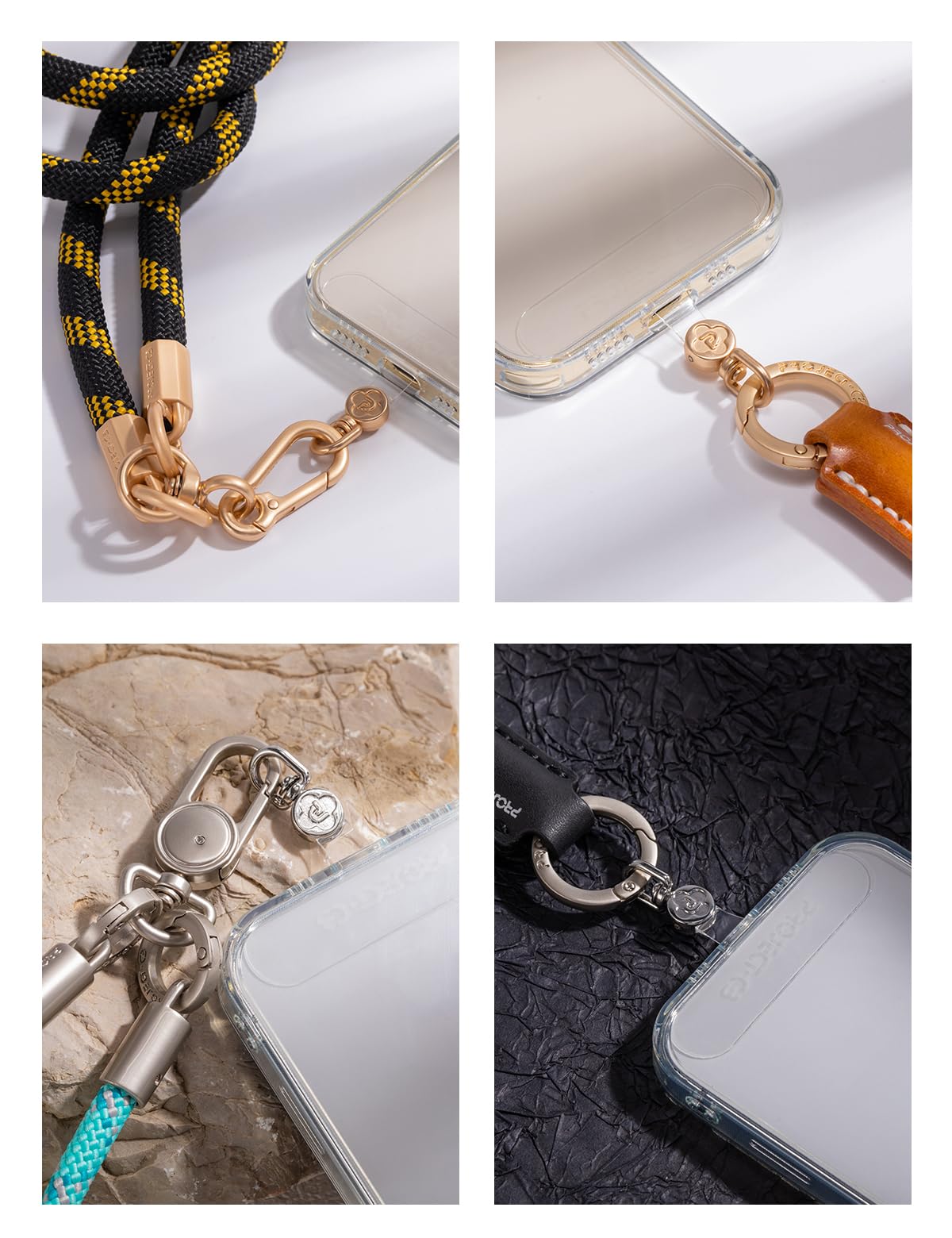 project-cb Phone Tether Tab 2 Pack,Universal Phone Lanyard Patch without Adhesive,Phone Strap Replacement Part for Cell Phone (Clear-Silver)