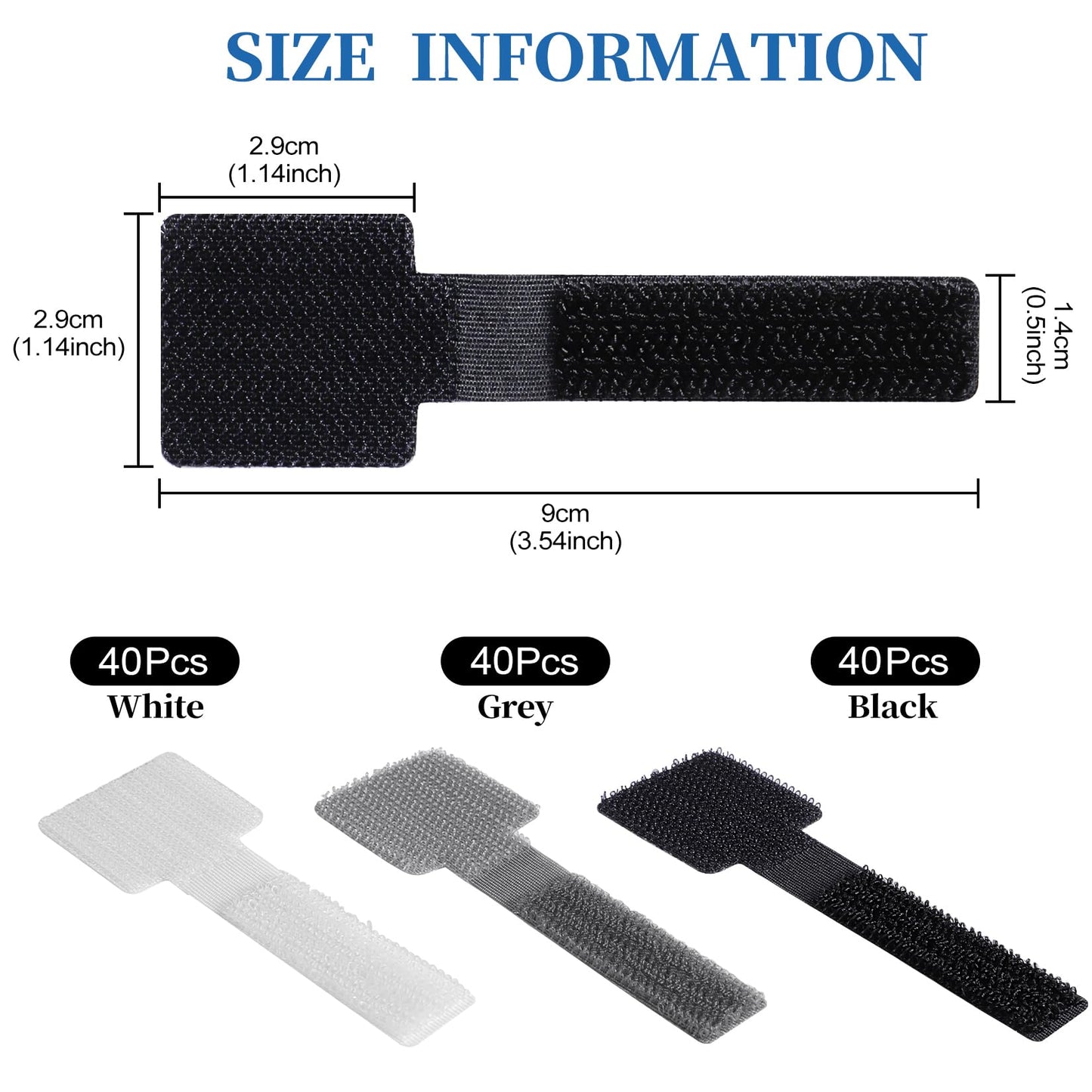 RingsTown 120 Pieces Self-Adhesive Hook and Loop Cable Straps - Perfect for Office and Home Cable Management, Easily Organize Desktop Cables