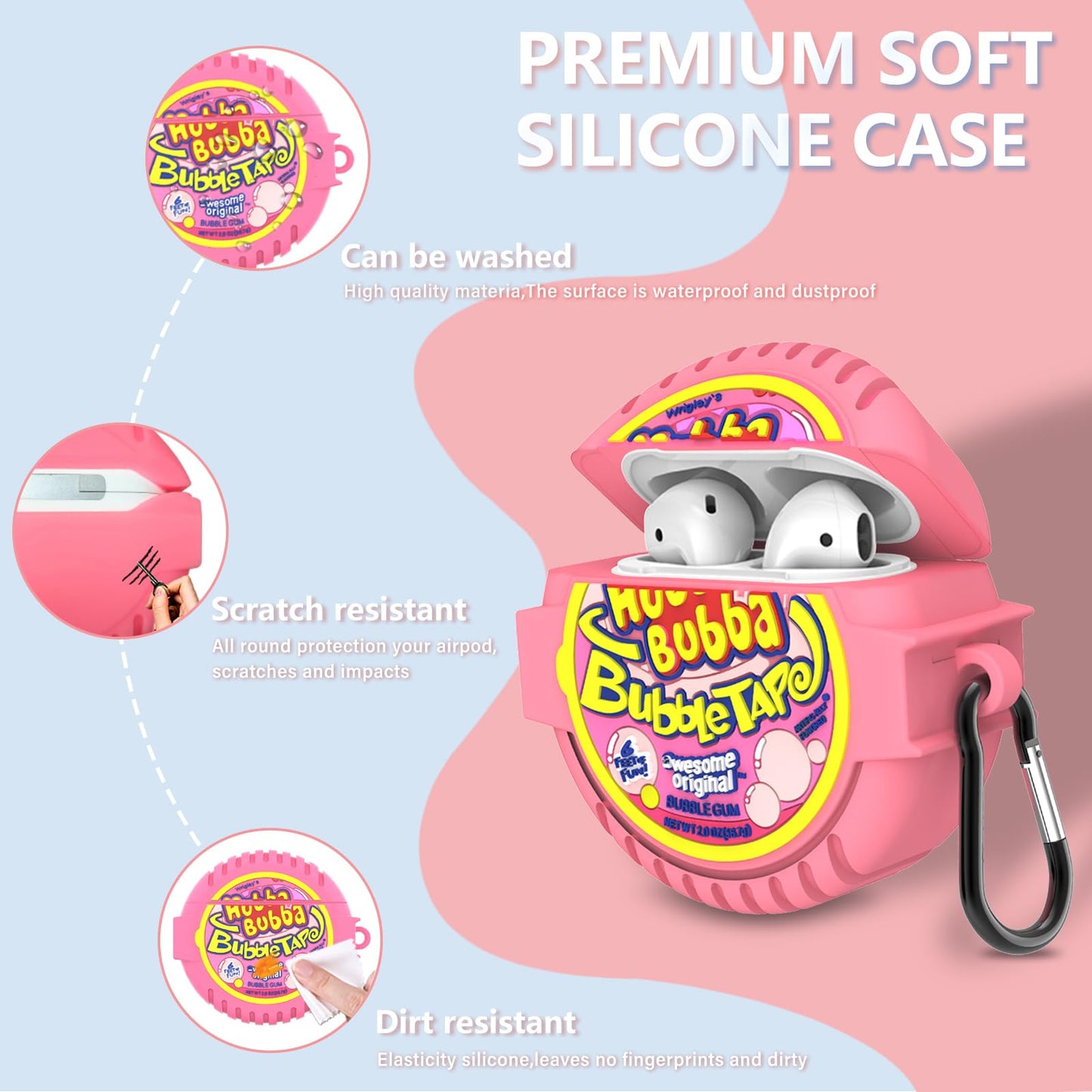 Cute Cases for Airpod 2/1 with Cleaner kit,3D Kawaii Silicone Airpod Case Cartoon Food Funny Protective Cover Accessories for Airpod 1&2 Gen Charging