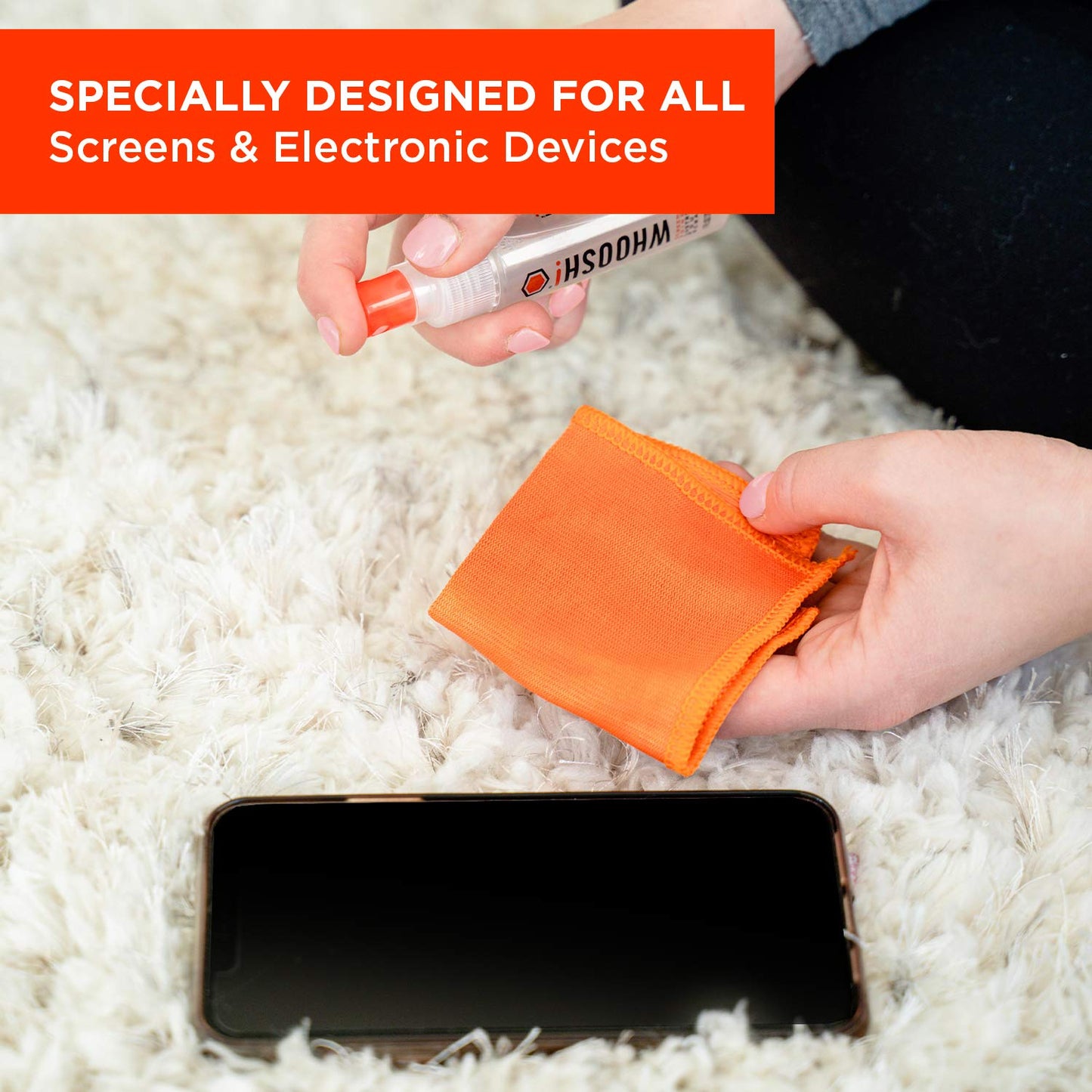 WHOOSH! Screen Shine Pocket 0.3 fl oz - Powerful Computer Screen Cleaner for Car, Laptop, Phone & Eyeglasses - Streak-Free Screen Cleaner Spray