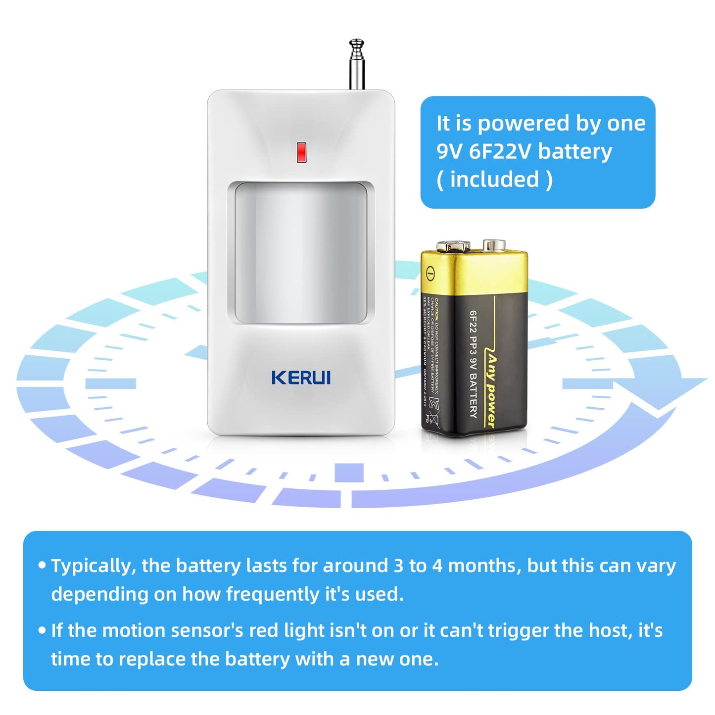 KERUI 433MHz Home Wireless PIR Infrared Motion Sensor Detector for Alarm System