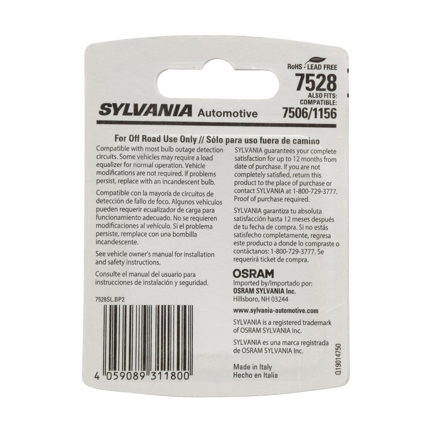 SYLVANIA 7528 LED White Mini Bulb, Daytime Running Light, 2 Bulbs