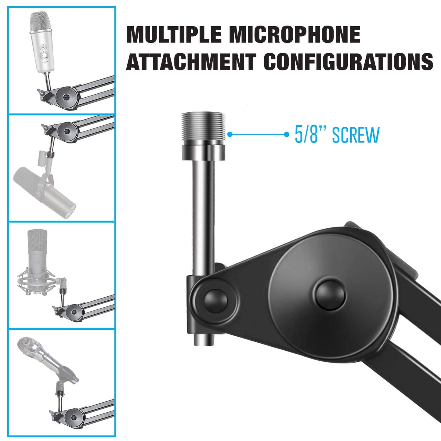 AxcessAbles Large Heavy Duty Desk Mounted Microphone Boom Stand with 3.3ft Extension and 6ft XLR Cable | 5LB Capacity | Podcast Boom for Large