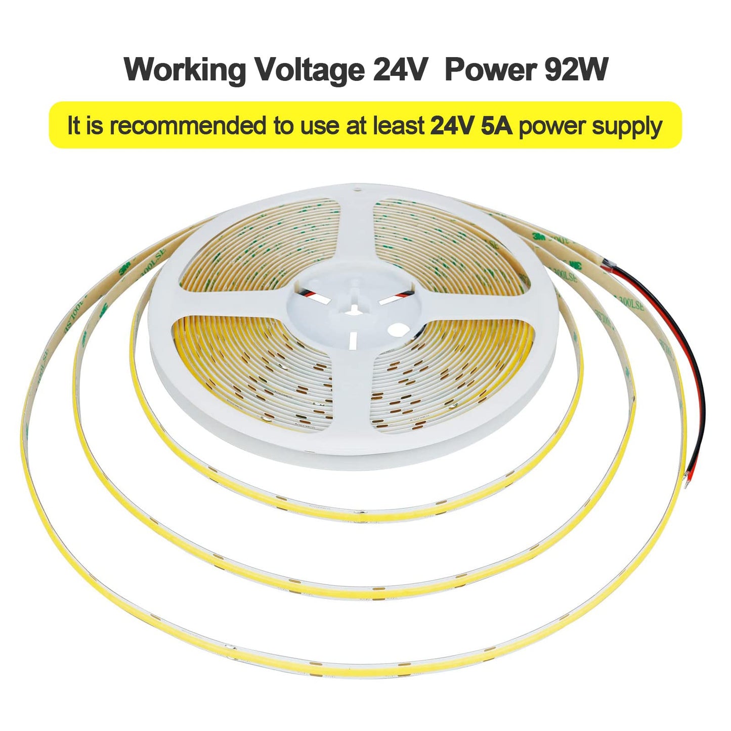 GOMING 24V COB LED Strip Light Cool White 6000K 32.8ft(10M) 3120LEDs CRI 93+ 6300lm Uniform Glow Flexible IP20 Not Waterproof LED Tape Lights for DIY