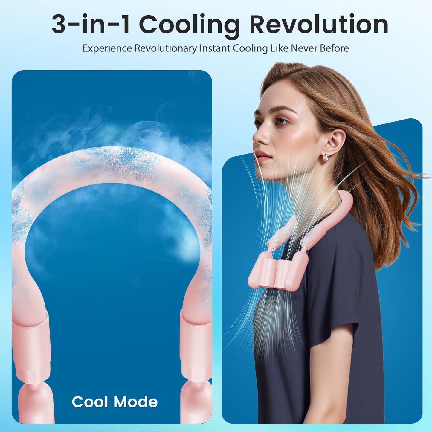 muriciter Portable Personal Neck Cooling Fan: Neck Fans Blowing Cold Air - USB Rechargeable Wearable Personal Cooler with 6000mAh Battery for Travel