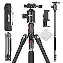 NEEWER 77" Camera Tripod Monopod with Cell Phone Holder Compatible with iPhone for Video Recording, Compact Aluminum Travel Stand with Ball Head QR