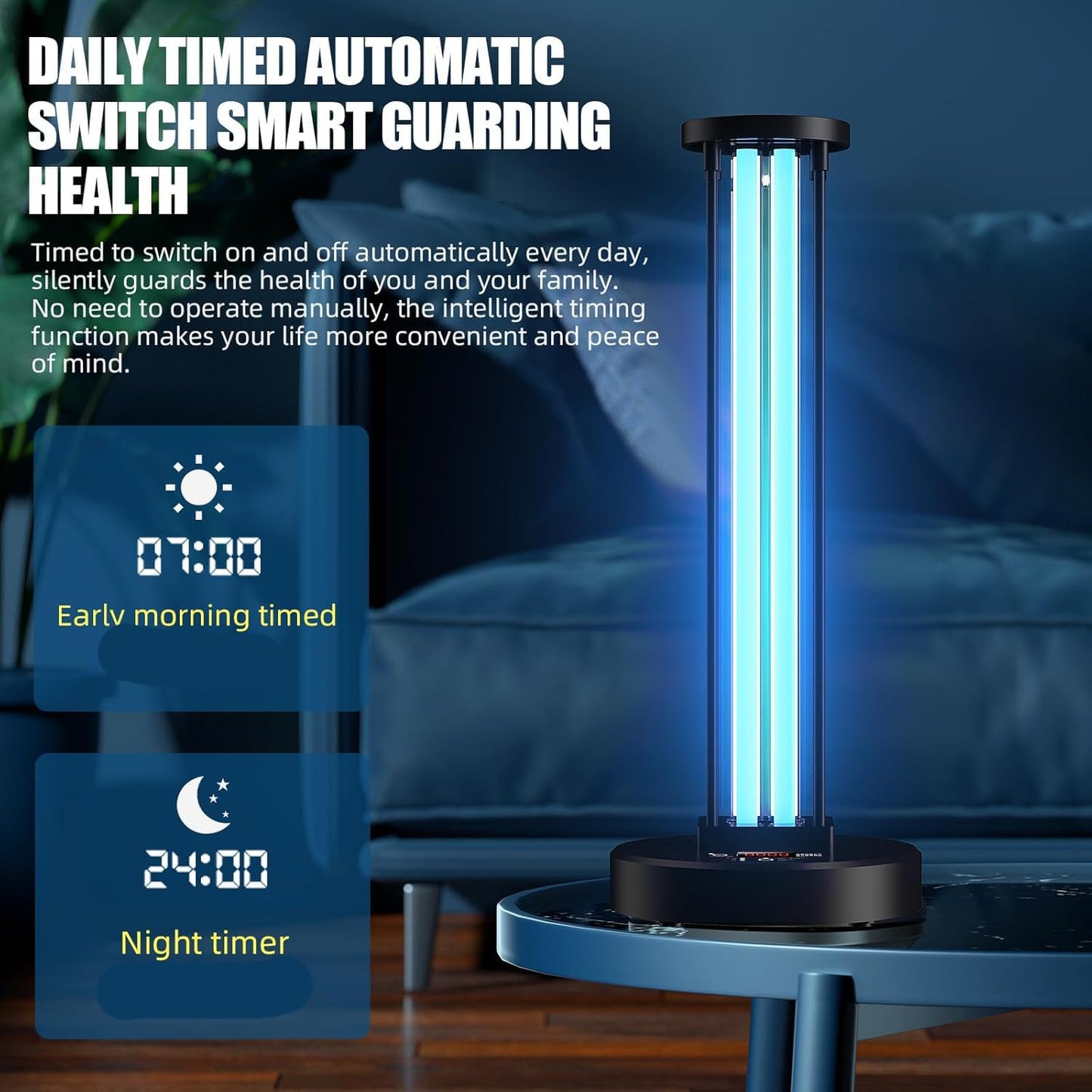 LNBEI Ultraviolet Germicidal Lamp,110w UV+Ozone Light Sanitizer for Whole Room, 99.99% Sanitization Rate,Three-Step Timing Remote Control, Blue Ligh