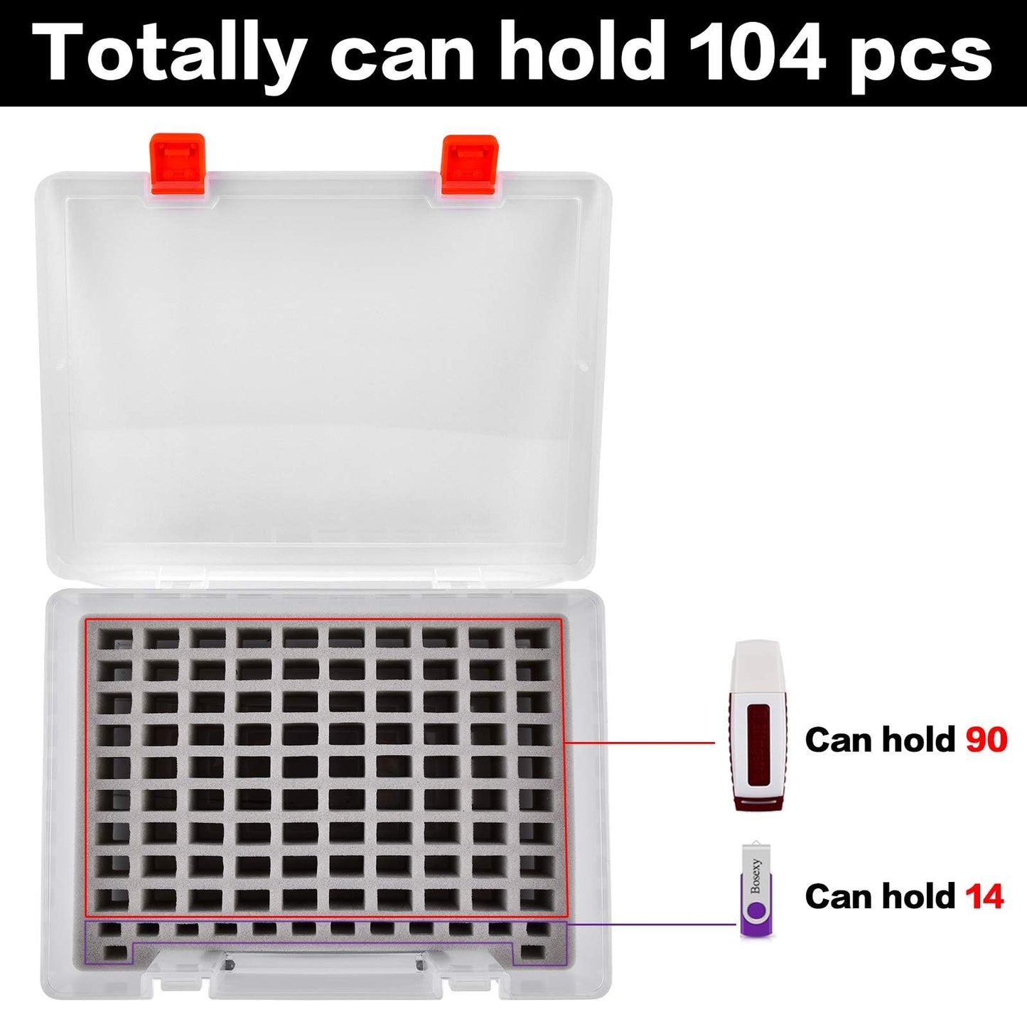 FULLCASE Flash Drive Case USB Memory Stick SD Card Storage Organizer- Holds 104pcs Thumb Drive Electronic Accessories Holder for Sandisk/for