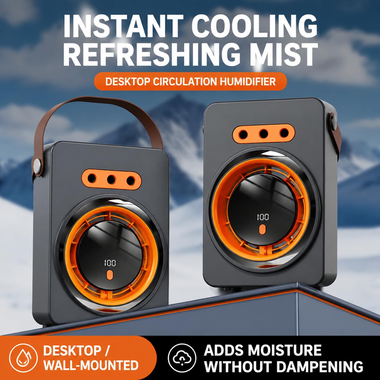 2 Pack 3-Hole 2 in 1 Desktop Cooling Humidification Circulating Fan