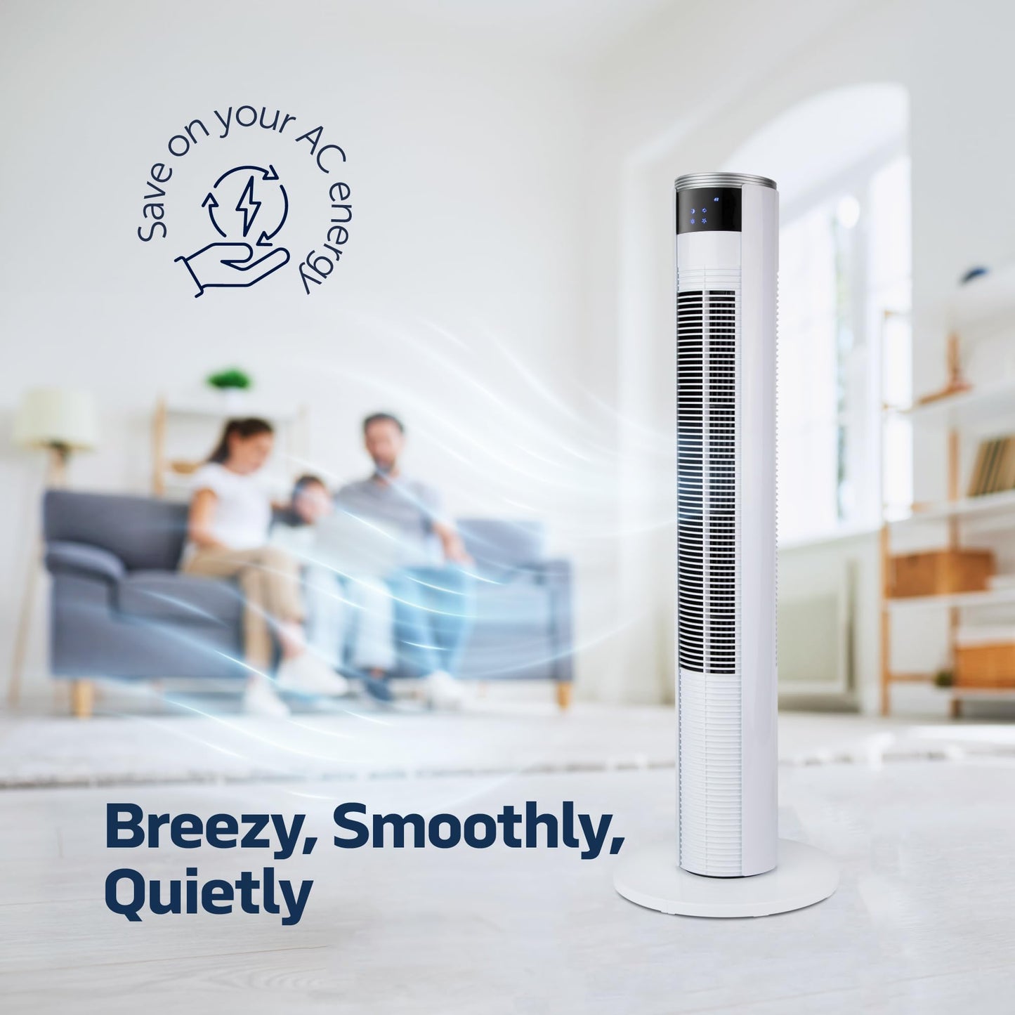 NEXAIR 36” Oscillating Tower Fan, 3 Speed Portable Fan Tower With Remote Control, Quiet Operating Floor Fan for Bedroom with 7.5 Hr Auto Off Timer