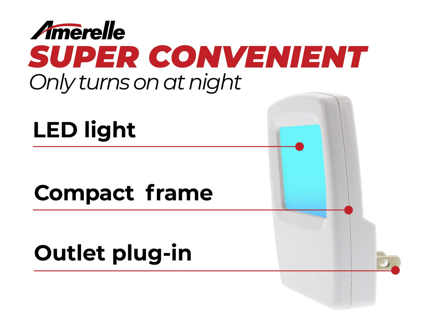 AMERELLE Always-On Blue Night Light, 4 Pack (71282) - Slim, Plug-in, LED Light with a Soft, Cool Blue Glow - Slim Suitable for Bedrooms, Bathrooms