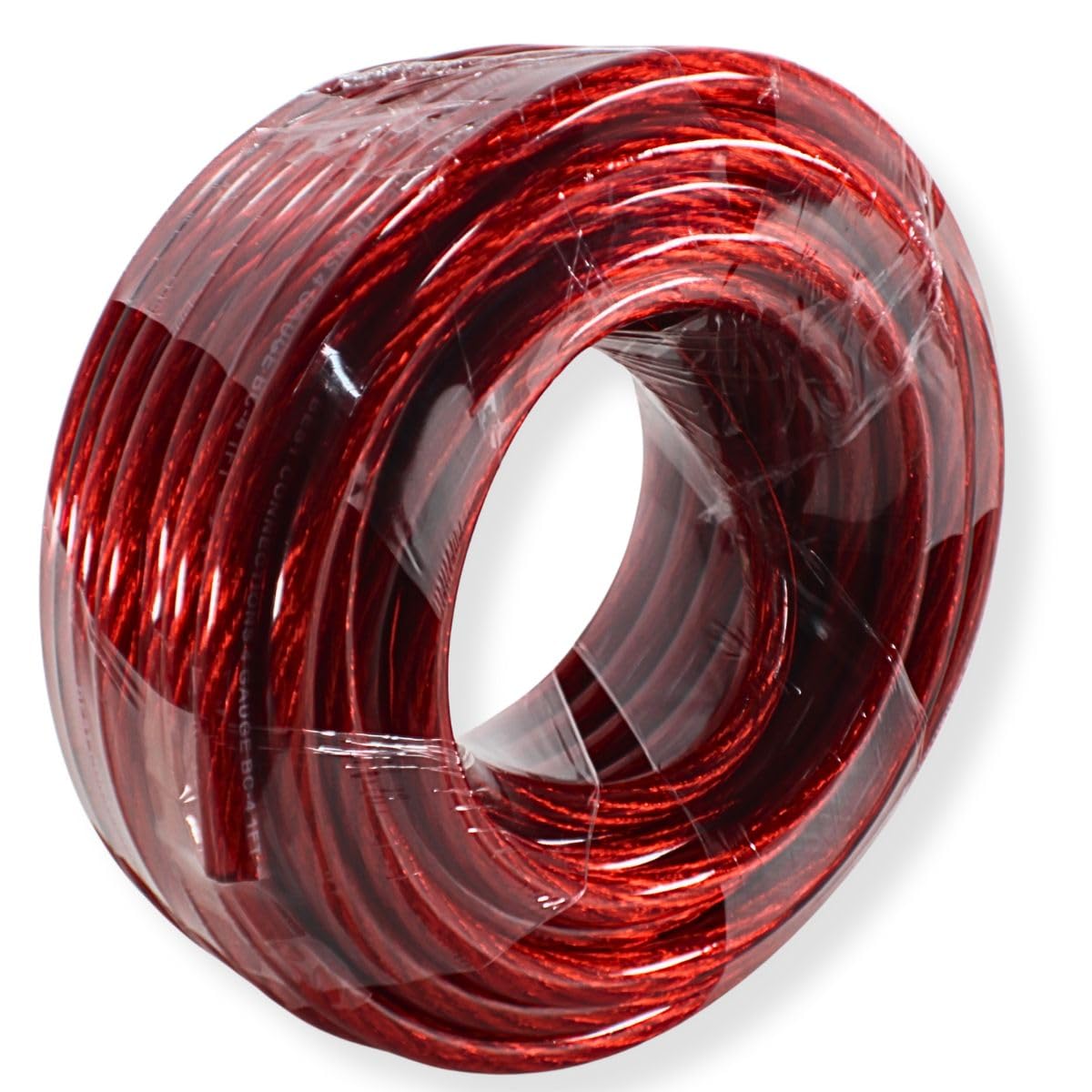 50Ft Pre Cut 0 Ga Black and Red CCA Power/Ground Wire Coil for Car Audio Systems (Red)