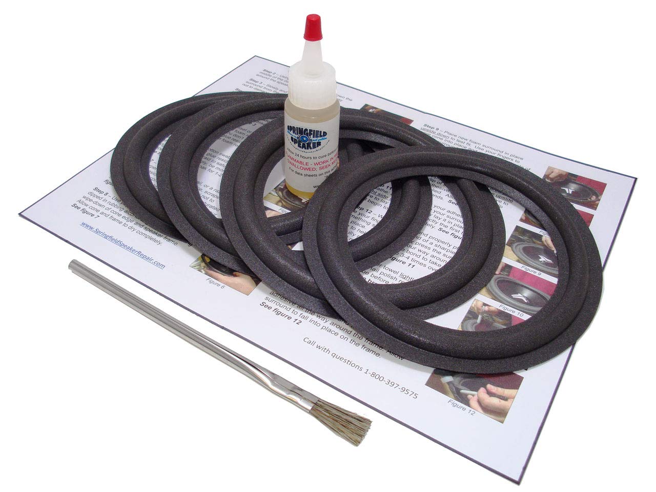 Springfield Speaker 6.5" Foam Surround Edge Repair Kit - 4 Speaker Kit - Compatible with JBL 4206, 4401, 4406, 39-0057 F37F18C804DA, 115H, 115H-1