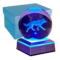 3D Crystal Ball Night Light with LED Base - 3.15 Inch Glass Ball Wolf Lamp, Perfect for Birthday, Holiday, Xmas Gifts for Boys, Girls, Friends