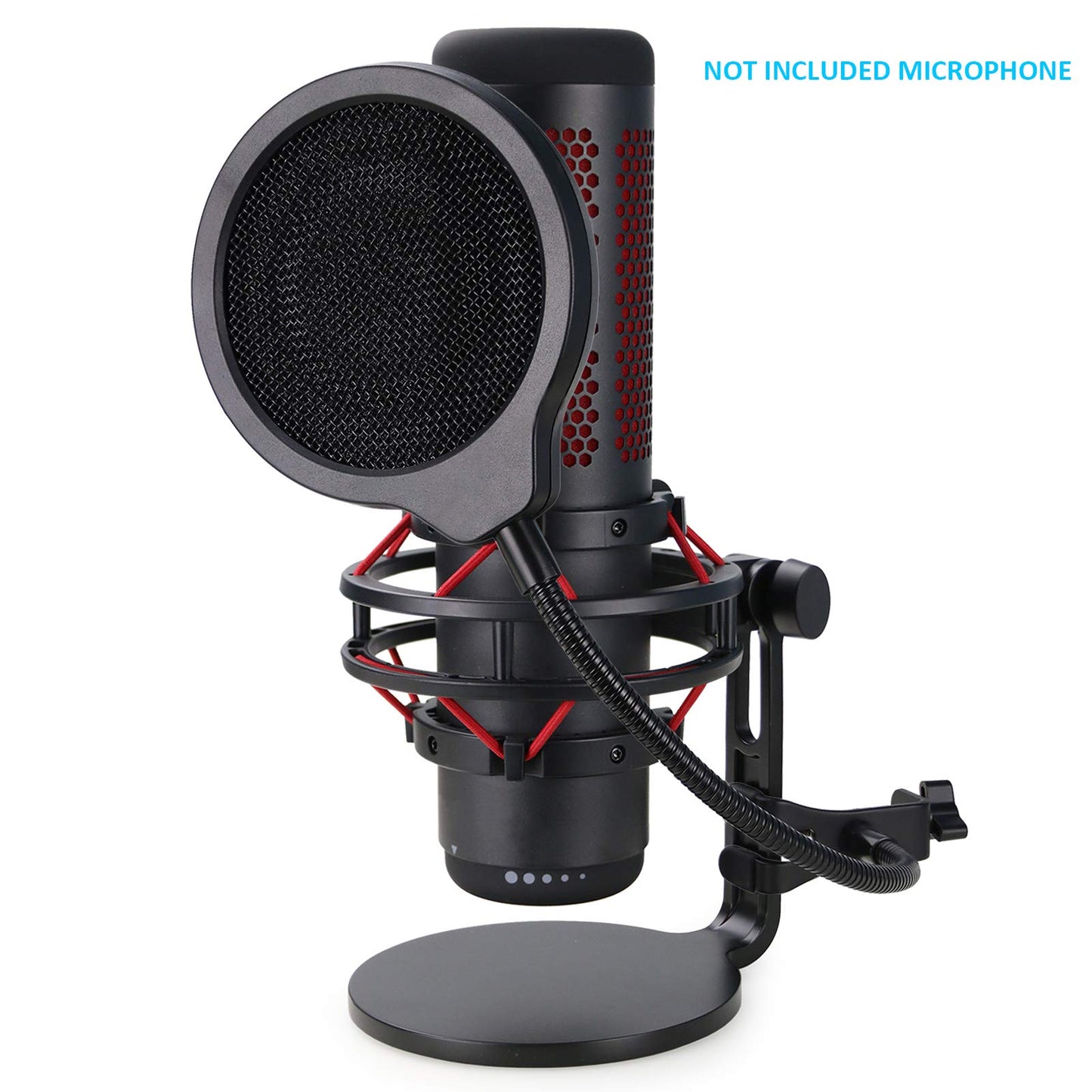 QuadCast Mic Pop Filter Mask Shield For HyperX QuadCast Microphone, 4 Inch 3 Layers Windscreen with Flexible 360°Gooseneck Clip by SUNMON