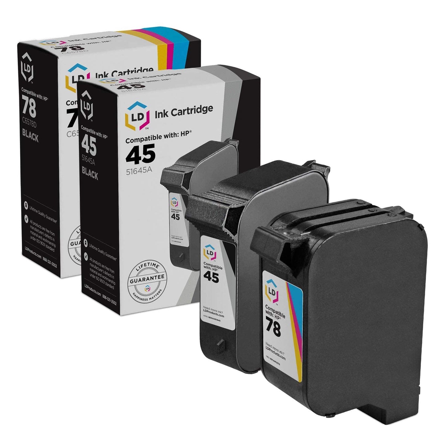 LD Products Remanufactured Ink Cartridge Replacements for HP 45 & 78 (1 Black, 1 Color, 2-Pack) for use in DeskJet: 990cxi 990cse 995 995C 995ck |