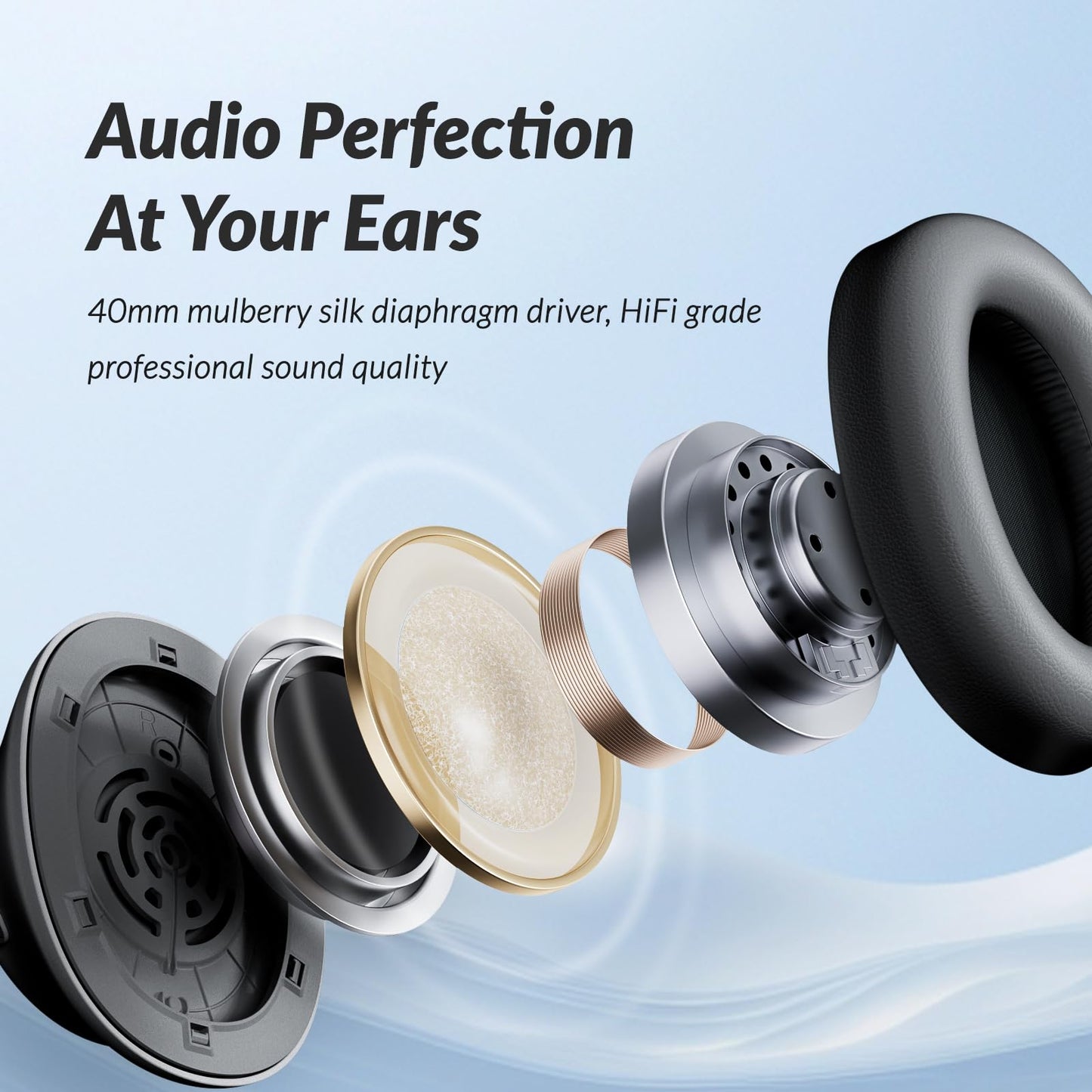 TONEMAC H7Pro Bluetooth Headphones with -45dB Hybrid Active Noise Cancelling, 80H Playtime Wireless Over-Ear Headphones, Immersive Deep Bass Stereo…