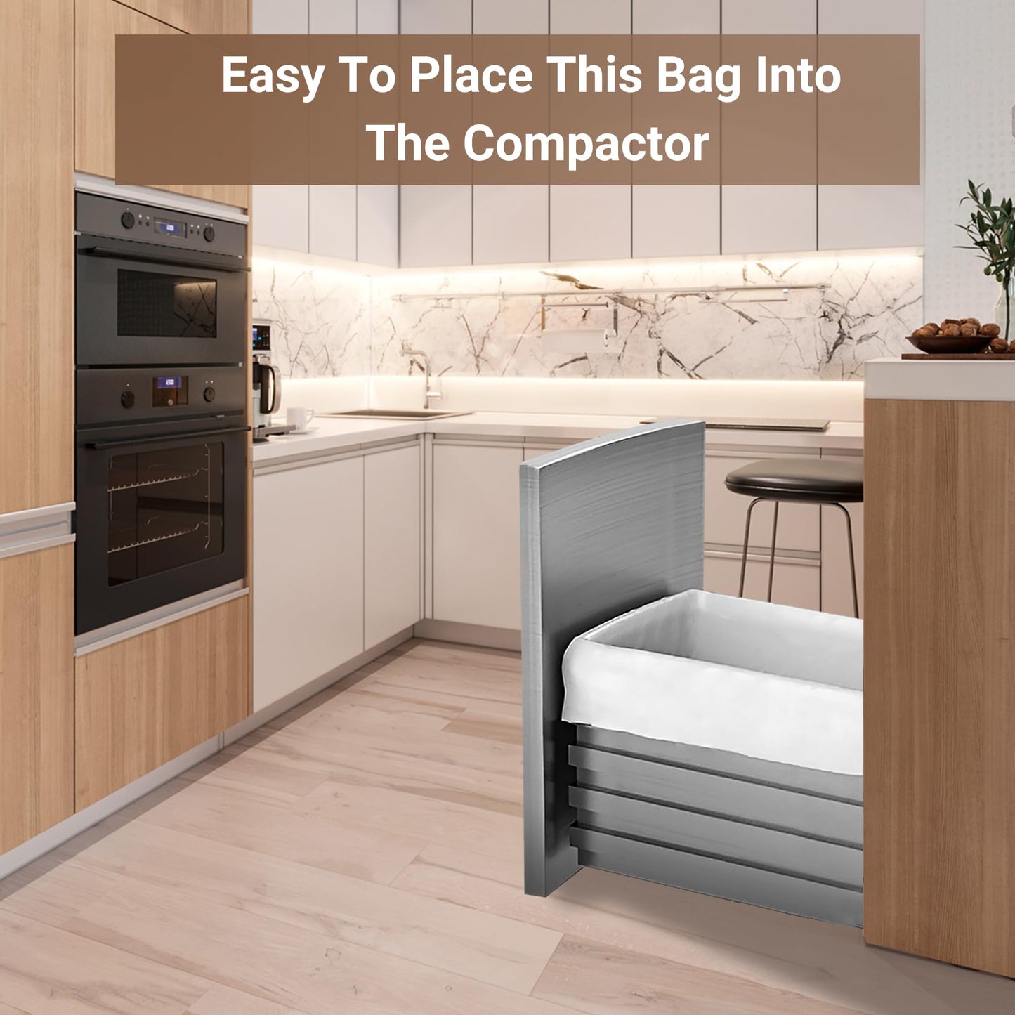 18 Gallon 200 Count Heavy Duty Compactor Trash Bags 1.2 Mil THICK Reinforced Drawstring Garbage Liners Fit 13-18 Gallon Compatible with Kitchenaid