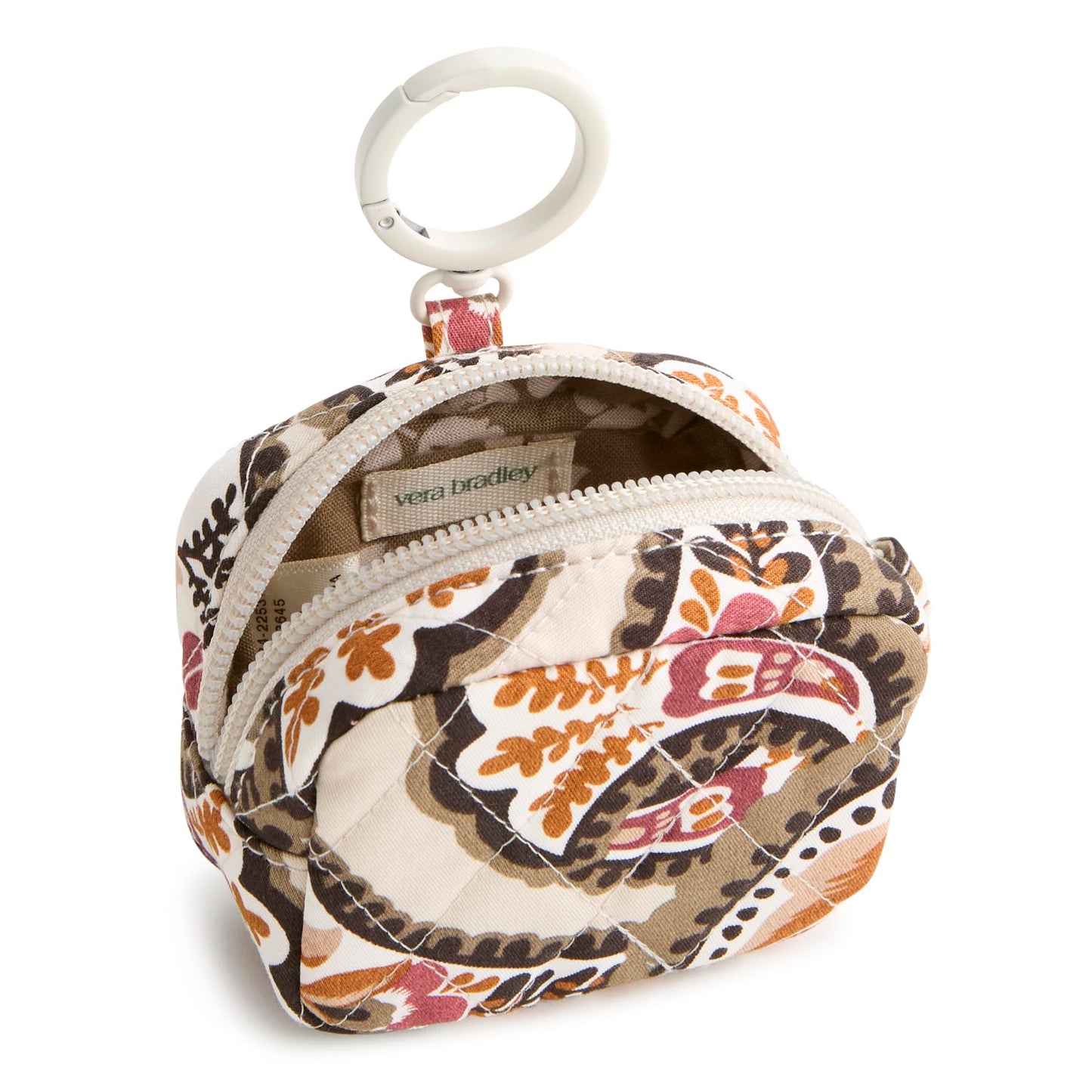 Premium Cotton Zip Earbud Bag Charm, Blooming Paisley, One Size