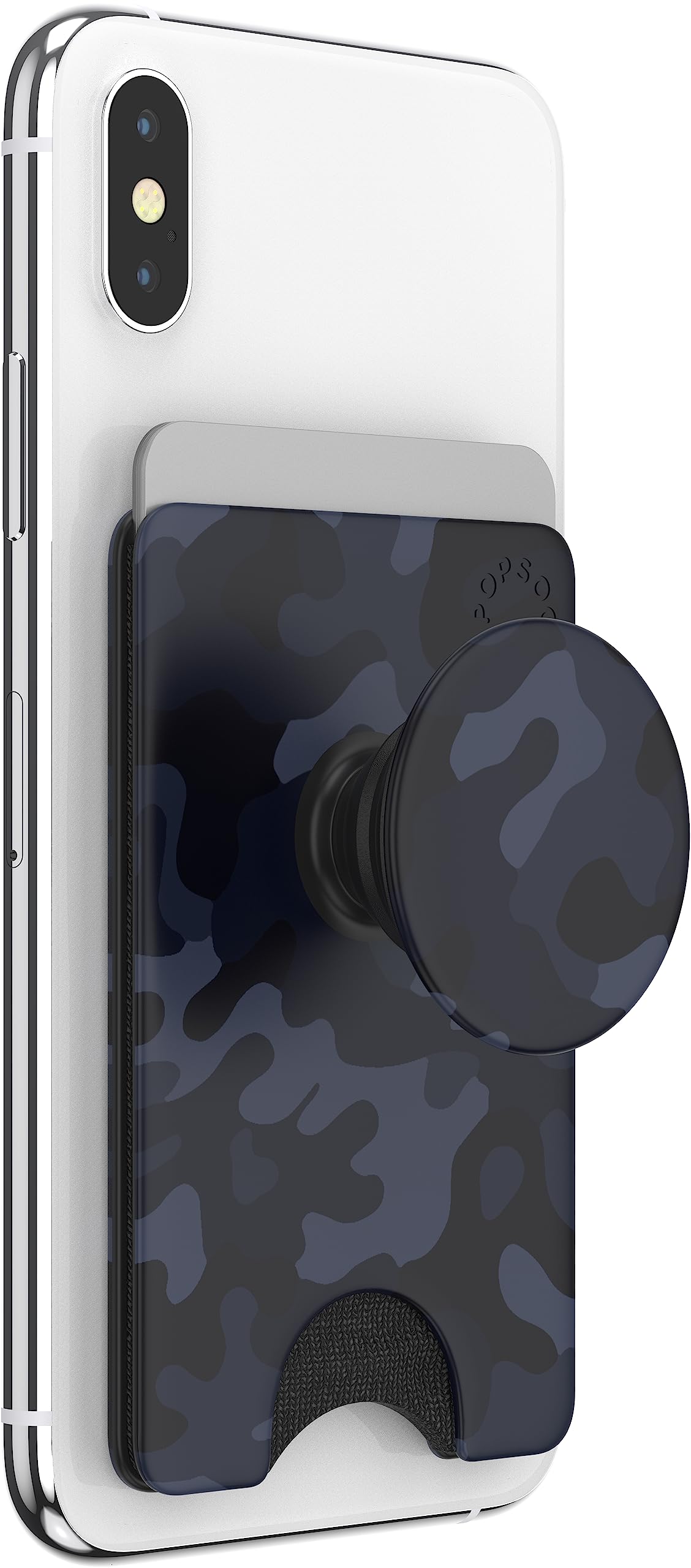 PopSockets PopWallet+ with Swappable PopTop: Phone Grip, Phone Stand, and Wallet for Cards, Removable, Camo of The Night